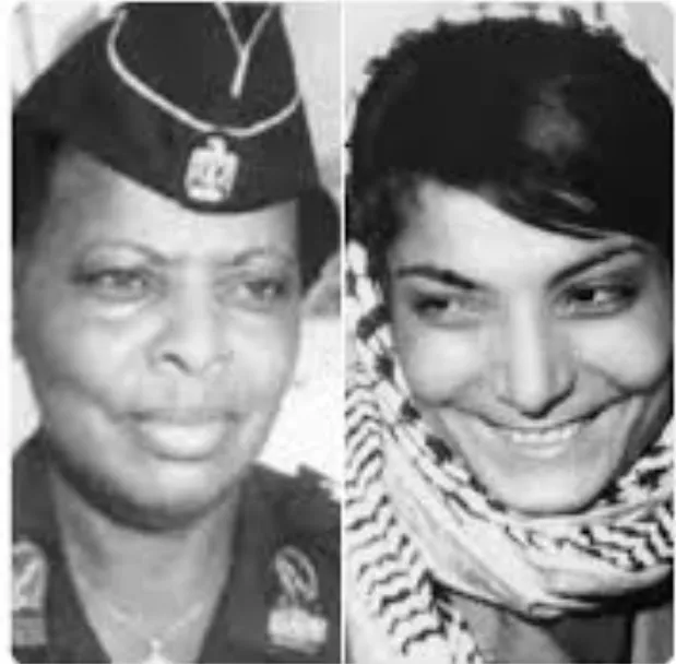 Black Palestinian Fatima Bernawi and Leila Khaled; both evincing more diverse aspects of the Palestinian gene pool