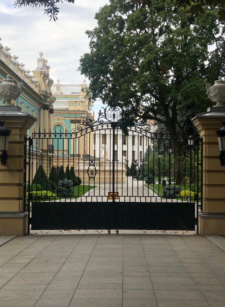 an iron driveway gate