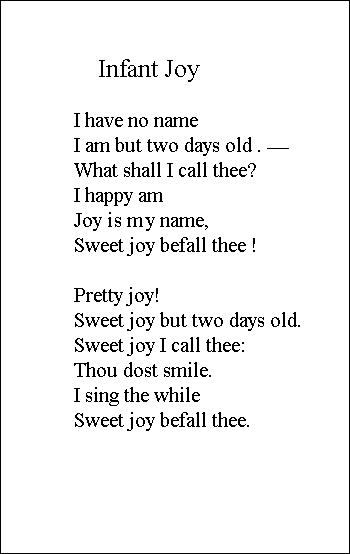 Infant Joy by William Blake